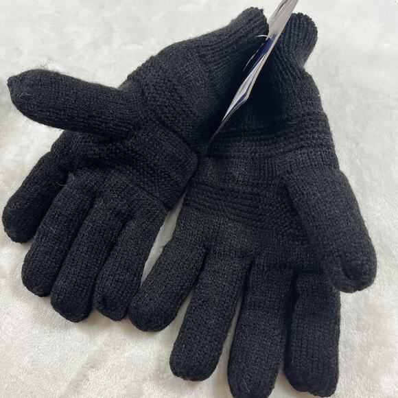 Isotoner Women's SmartDri Textured Knit Glove Sherpasoft Spill Black One Size - Picture 4 of 4